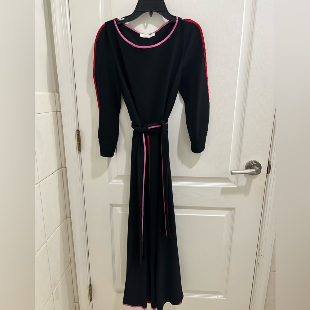 Chic Black Dress with Pink Trim